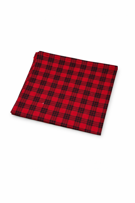 CLASSIC RED BLACK CHECK POCKET SQUARE - AGH8000CHKRD