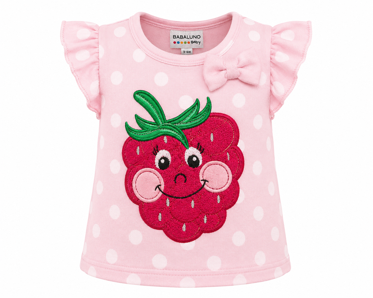 BERRY SWEET PINK POLKA DOT FLUTTER TOP - QC10524810PK