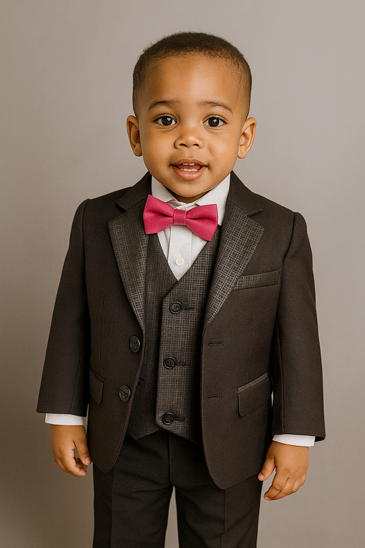 BENJAMIN 3PC BOYS BLACK SUIT - MS1139BLK  9MTHS-2YRS