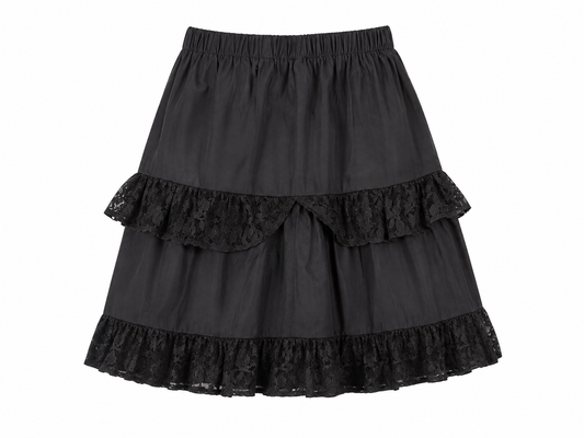 MIDNIGHT BLACK TIERED SKIRT - C436258BLKLC