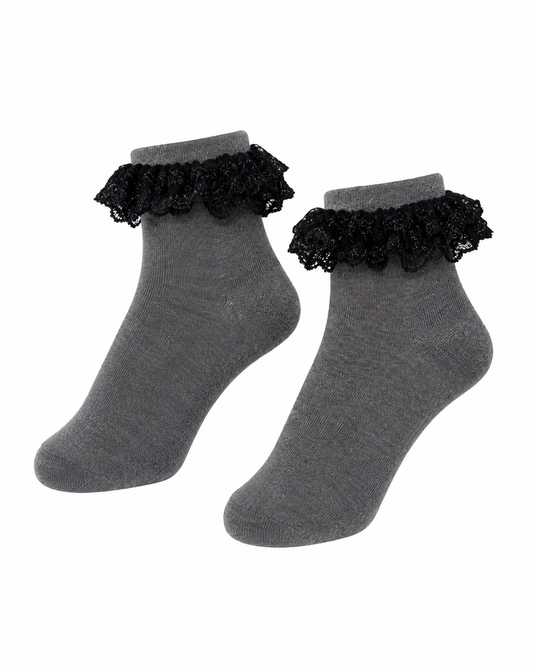 GREY LACY PRINCESS SOCKS - MS018GRY