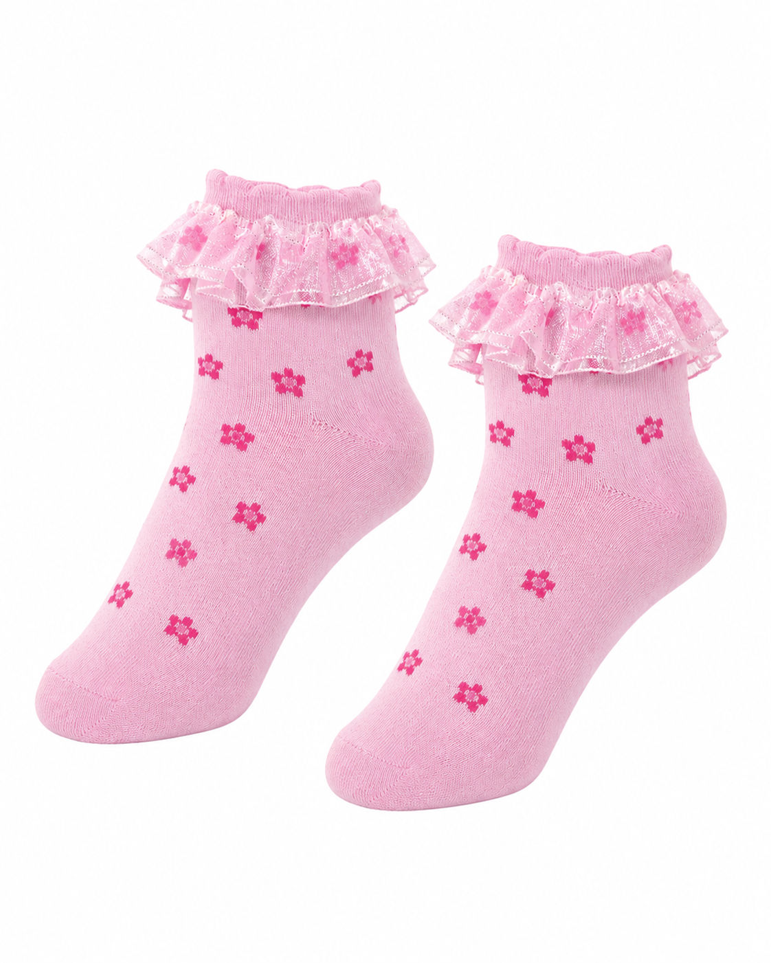 PINK BLUSH BLOSSOM FRILLY SOCKS - C804FLPNKBL