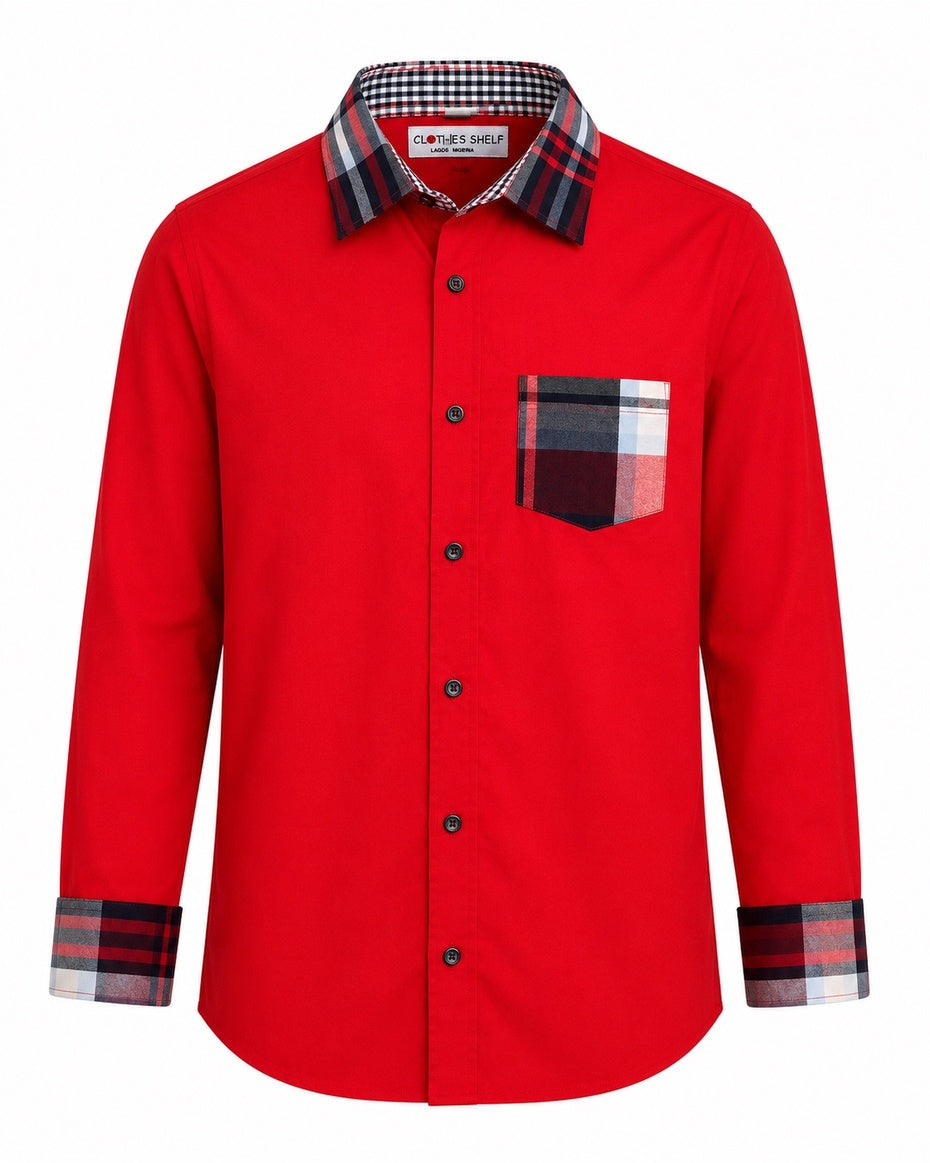 CRIMSON EXPLORER LONG SLEEVE CHECK SHIRT - B388CRRDSLV