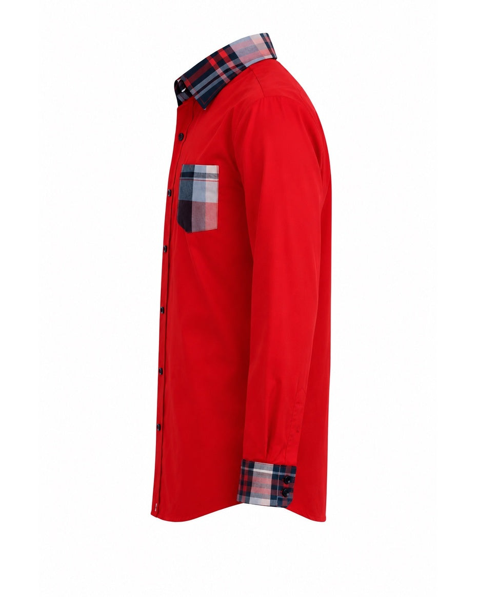 CRIMSON EXPLORER LONG SLEEVE CHECK SHIRT - B388CRRDSLV