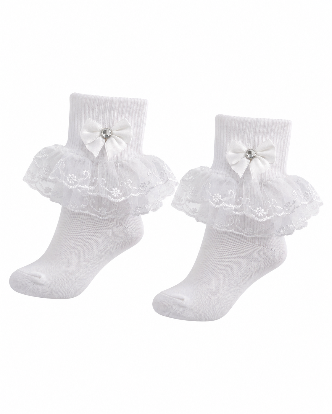 WHITE PRINCESS LACE BOW SOCKS - C80925204WHT