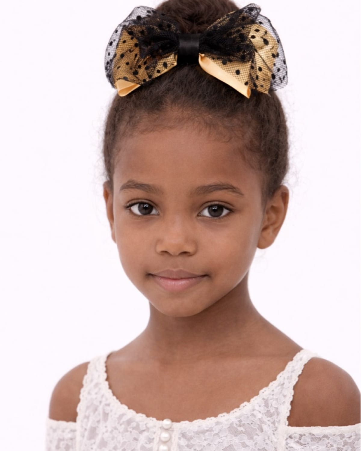 MIDNIGHT PEARL LACE BOW CLIP - KH269BLKGLD