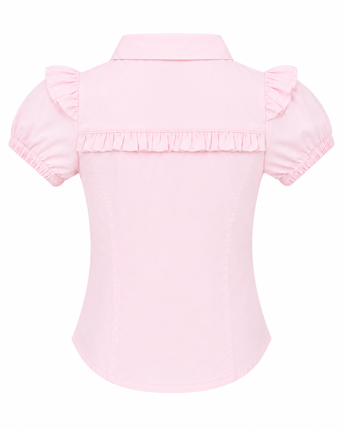 SWEET BLUSH PINK RUFFLE PUFF SLEEVE SHIRT (6-16 YRS) - A652BLPNK