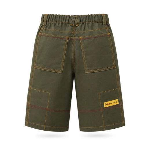 OLIVE GREEN ''CLOTHES SHELF'' SIGNATURE SHORTS/ CONTRAST TOP STITCHING - B0310824OLVGR