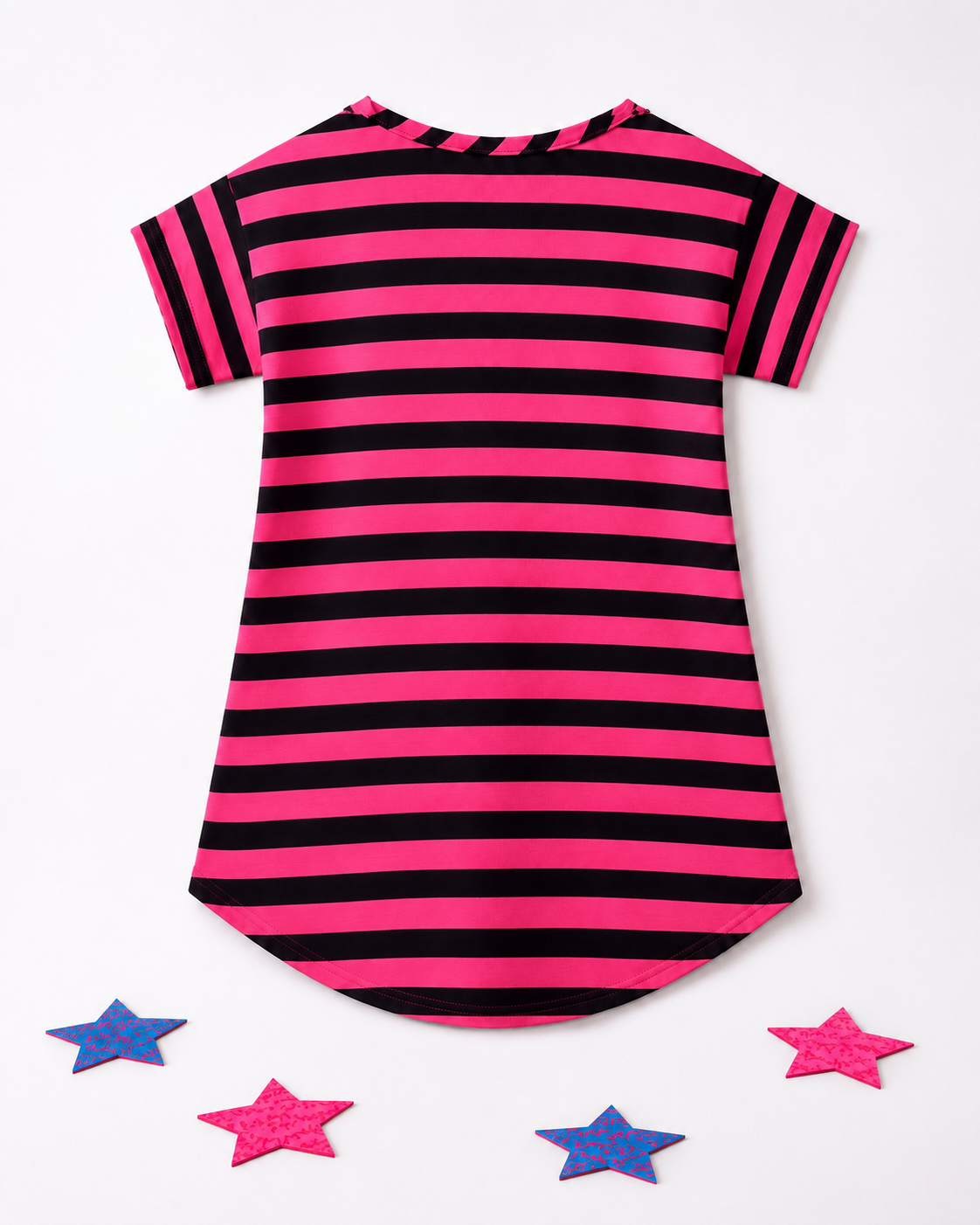 ROCK STAR KITTY HI-LO STRIPE TOP - WSD105STRPNK
