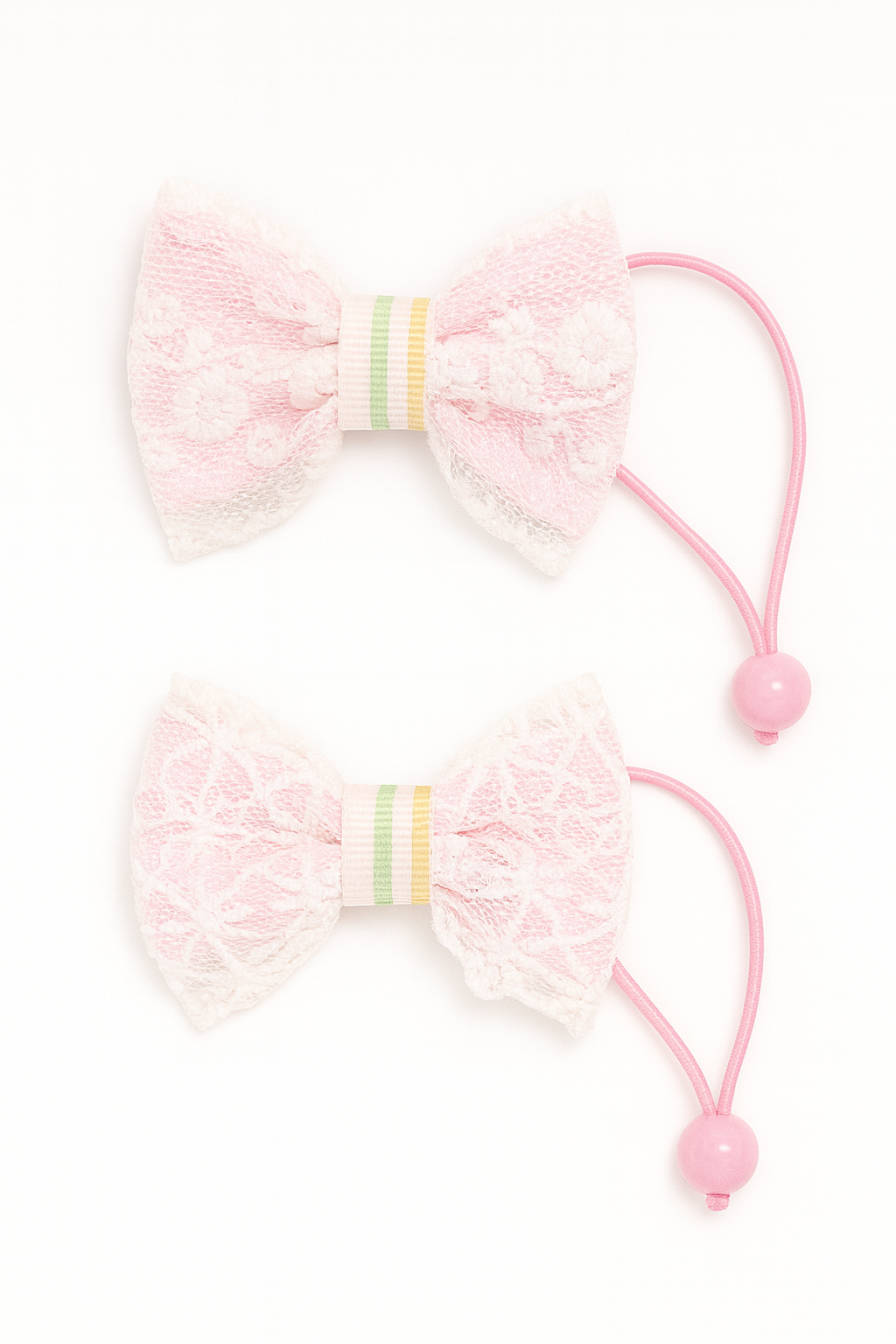 LACE BLOSSOM BUN TIES/ PINK BALLS HBCH100FPNK