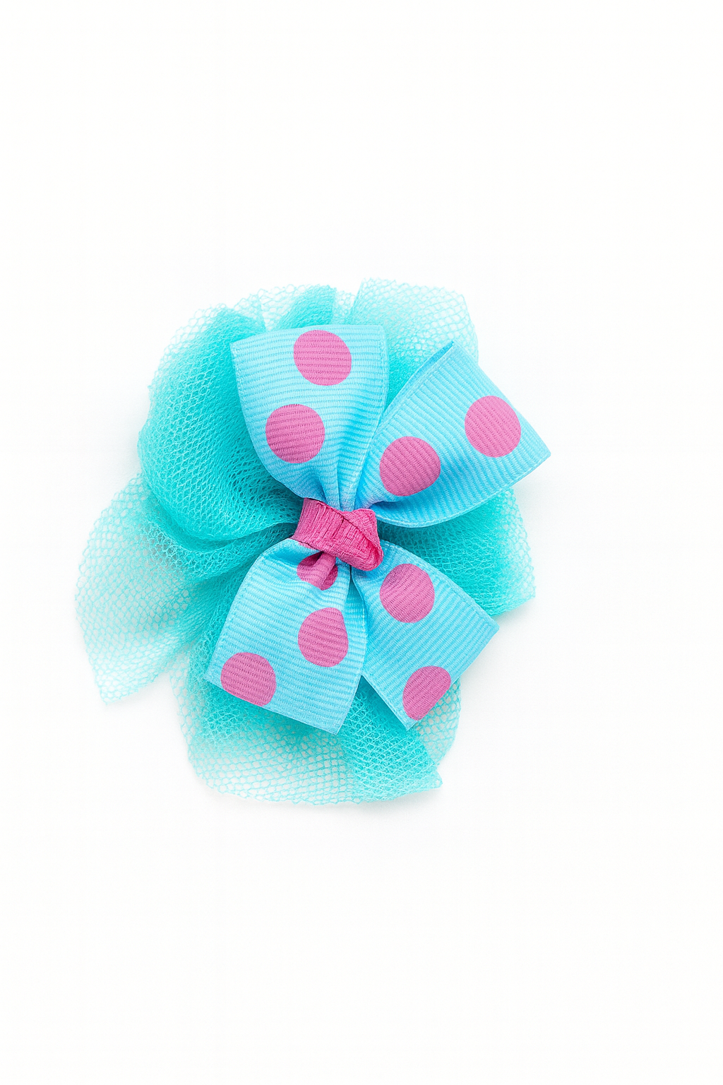 POLKA TULLE PUFF BLUE CLIP BOW - CHBC13BL