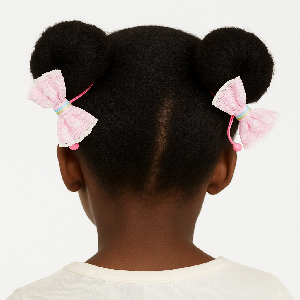 LACE BLOSSOM BUN TIES/ PINK BALLS HBCH100FPNK