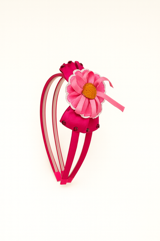 🌸FUCHSIA DAISY DOUBLE-BAND HEADBAND - BH100FPNK