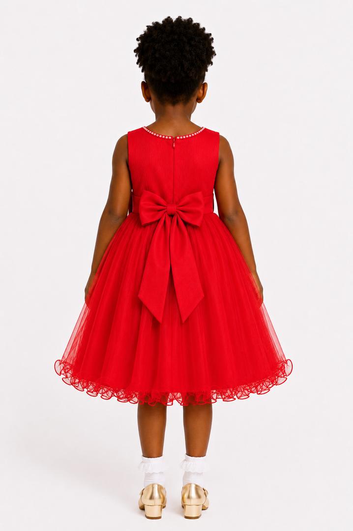 RED PRINCESS DOUBLE BOW DRESS - MD859RD