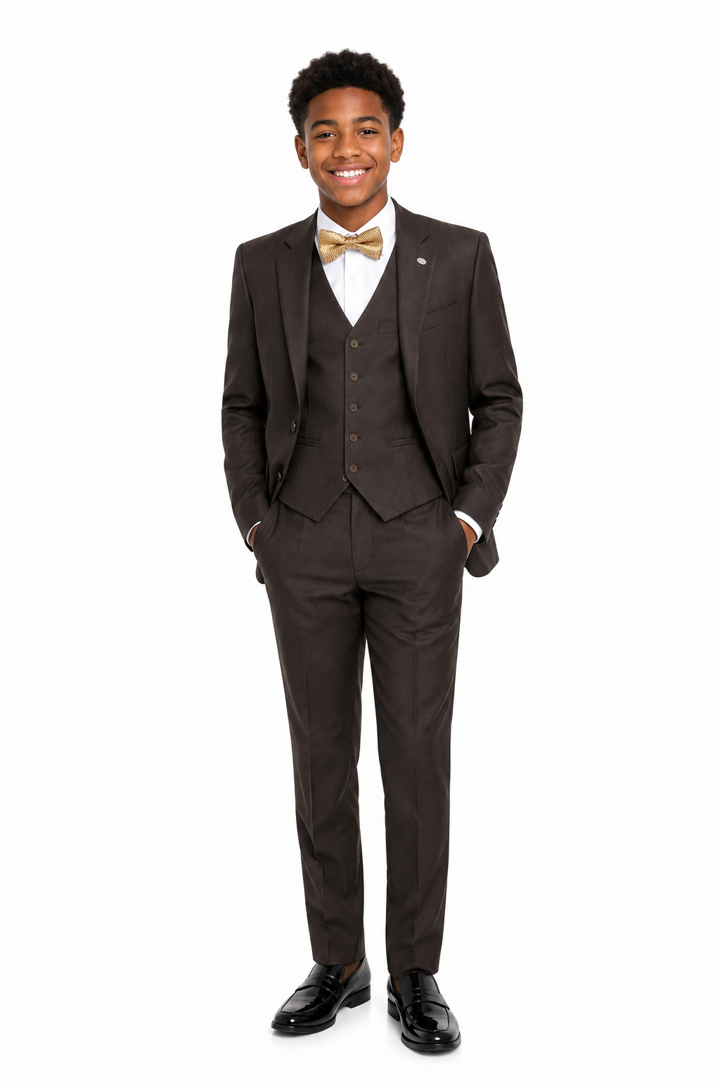 RICH BROWN BOYS' SUIT SET - MD1009RBR  7-16YRS