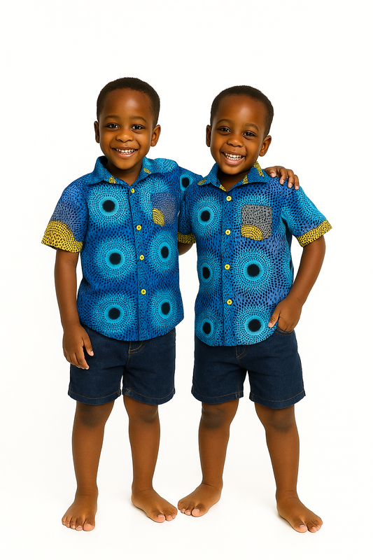 BLUE OMA EME S/SL SHIRT (4-10 YR) - H08BLOMEH