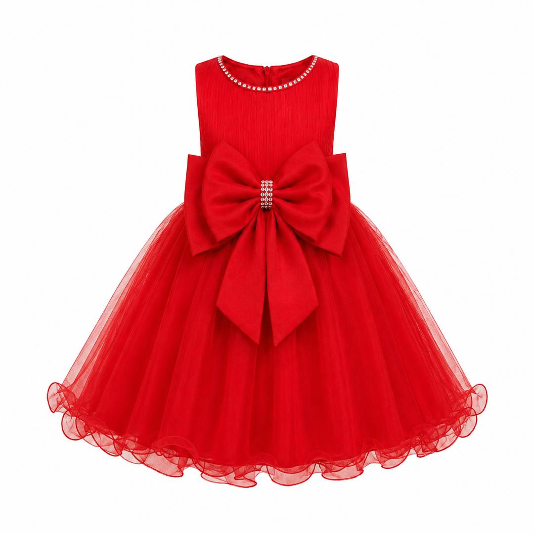 RED PRINCESS DOUBLE BOW DRESS - MD859RD