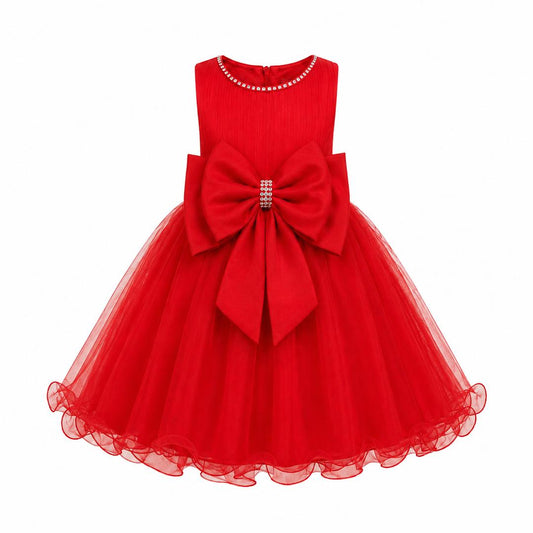 RED PRINCESS DOUBLE BOW DRESS - MD859RD