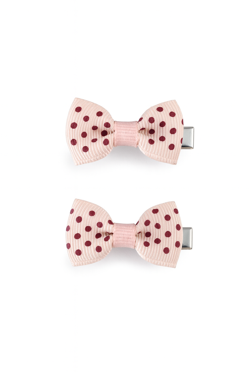 BLUSH POLKA MINI BOW HAIR CLIPS - SHBCH109BLP