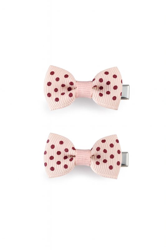 BLUSH POLKA MINI BOW HAIR CLIPS - SHBCH109BLP
