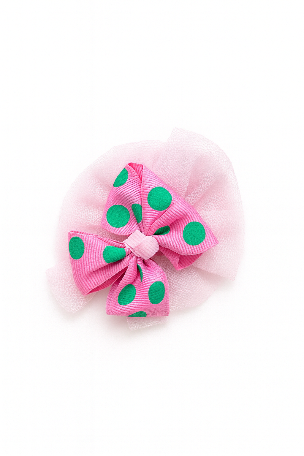 POLKA TULLE PUFF PINK CLIP BOW - CHBC13PNK