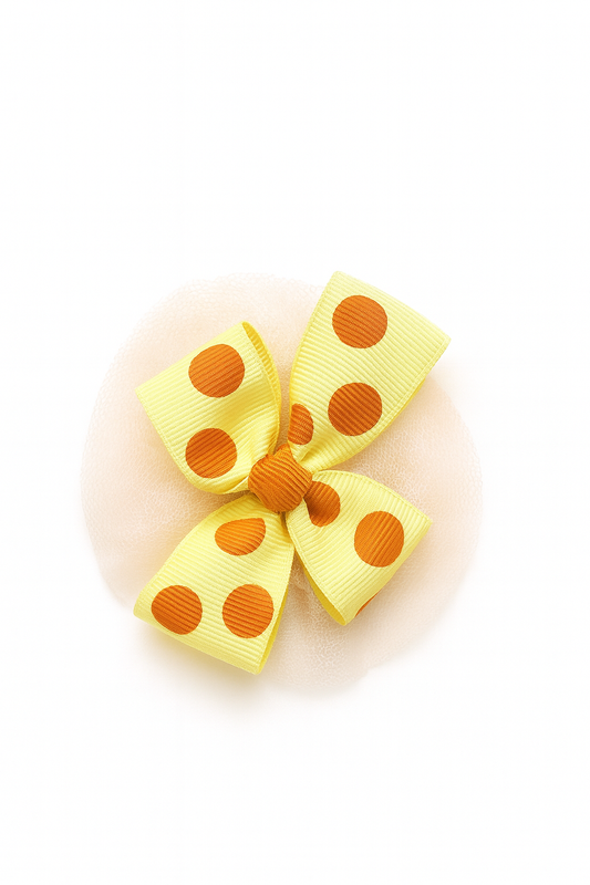 POLKA TULLE PUFF YELLOW CLIP BOW - CHBC13YL