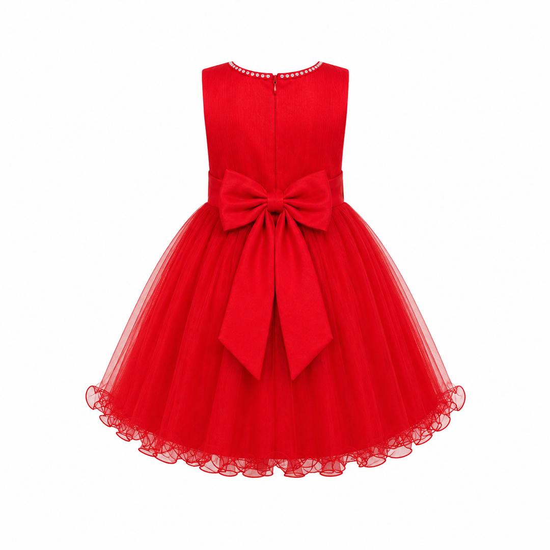 RED PRINCESS DOUBLE BOW DRESS - MD859RD