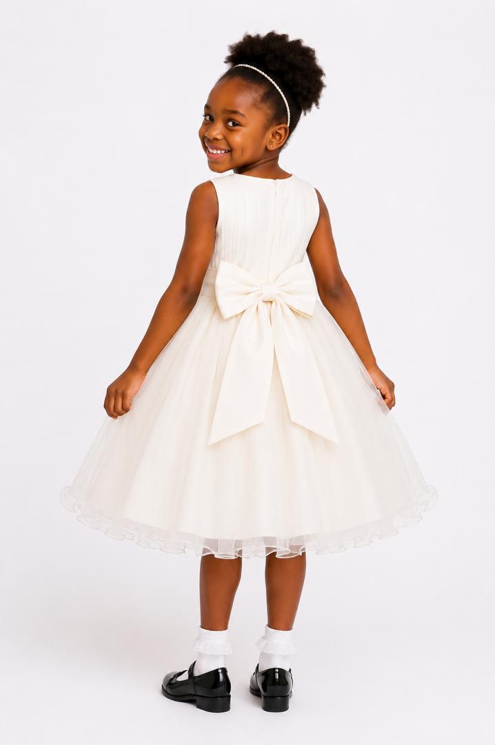 IVORY PRINCESS DOUBLE BOW DRESS - MD859IVY