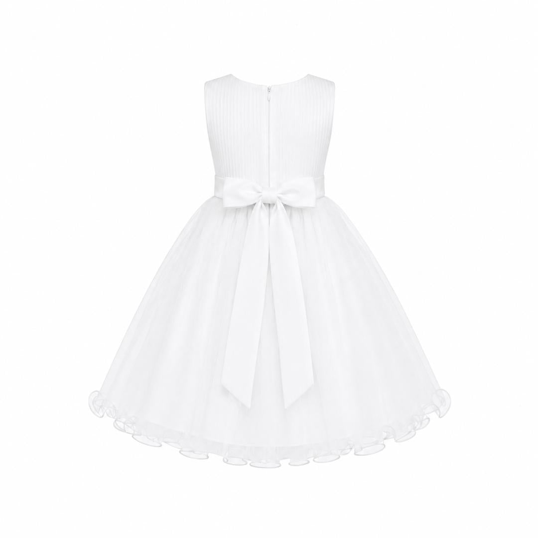 WHITE PRINCESS DOUBLE BOW DRESS - MD859WHT