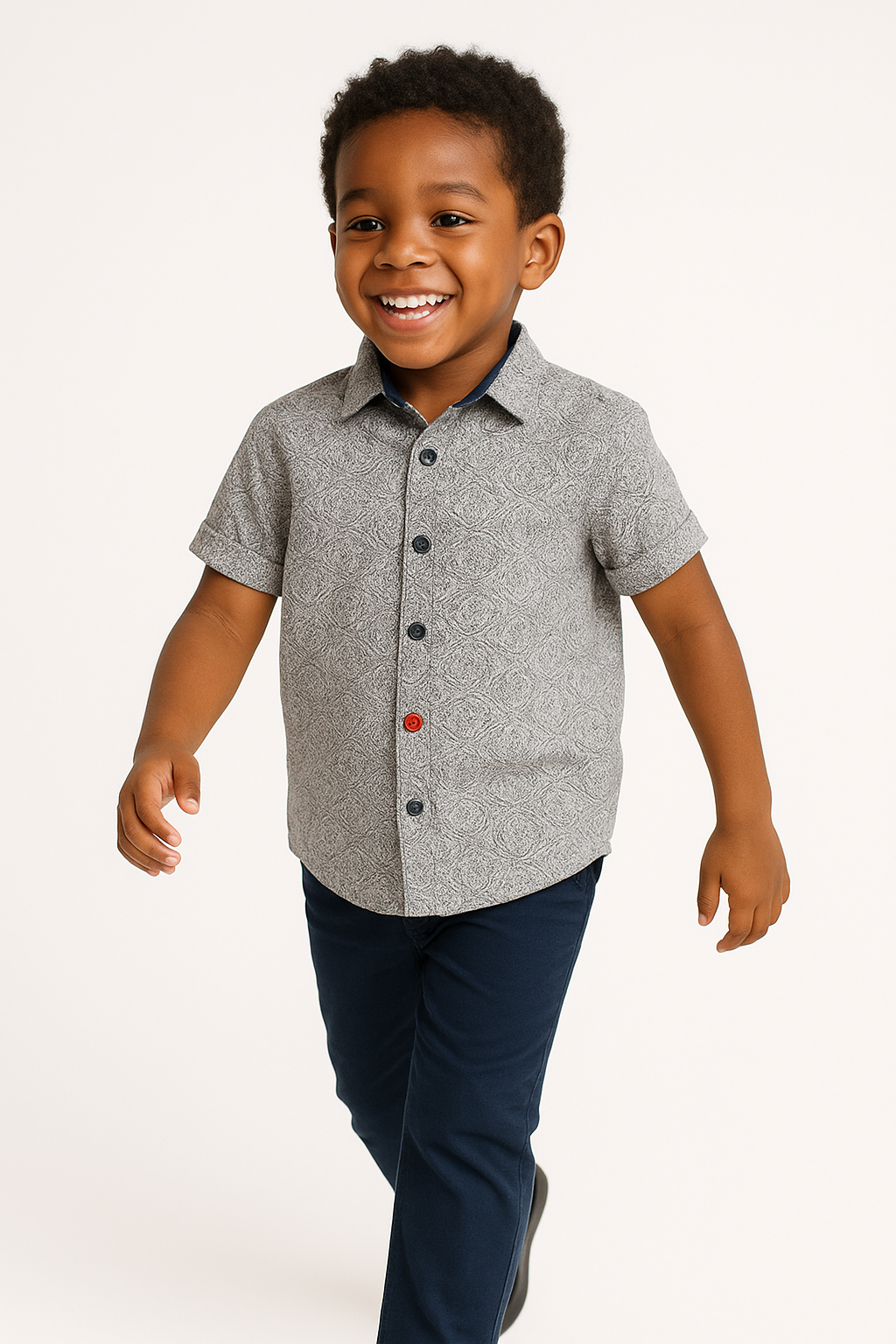 EXPLORER CONTRAST BUTTON PAISELEY SHORT SLEEVE SHIRT ( 3-8 YRS) - C6611976PSL