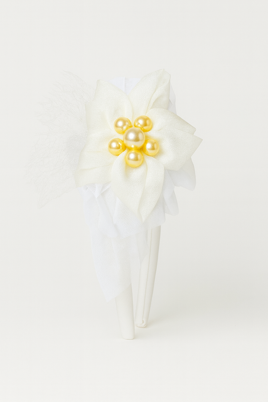 PEARL BLOSSOM TULLE HEADBAND- BH981WHT25355