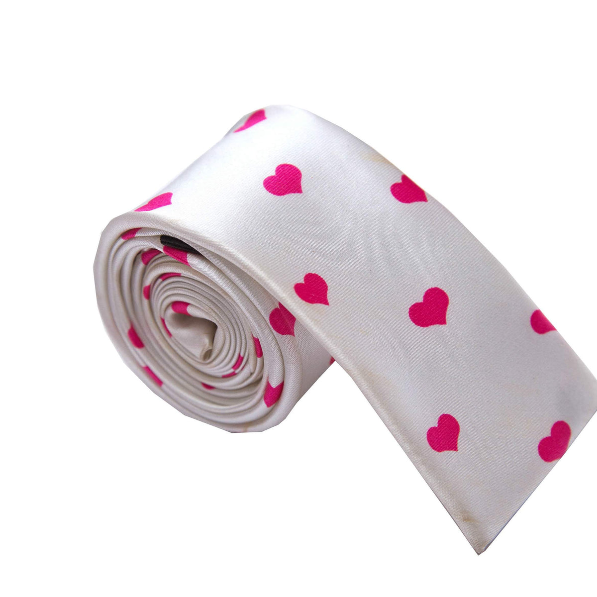 PINK HEART PRINT SATIN TIE - LT53CHPWH22448