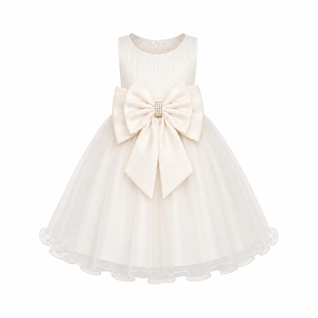 IVORY PRINCESS DOUBLE BOW DRESS - MD859IVY