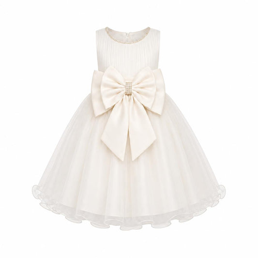 IVORY PRINCESS DOUBLE BOW DRESS - MD859IVY