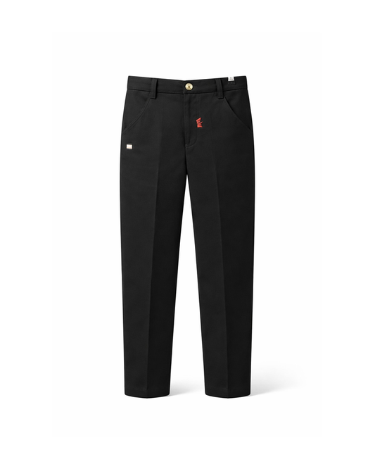 BLACK ''CLOTHES SHELF'' SIGNATURE CHINOS TROUSERS - B545MDNGTBLK