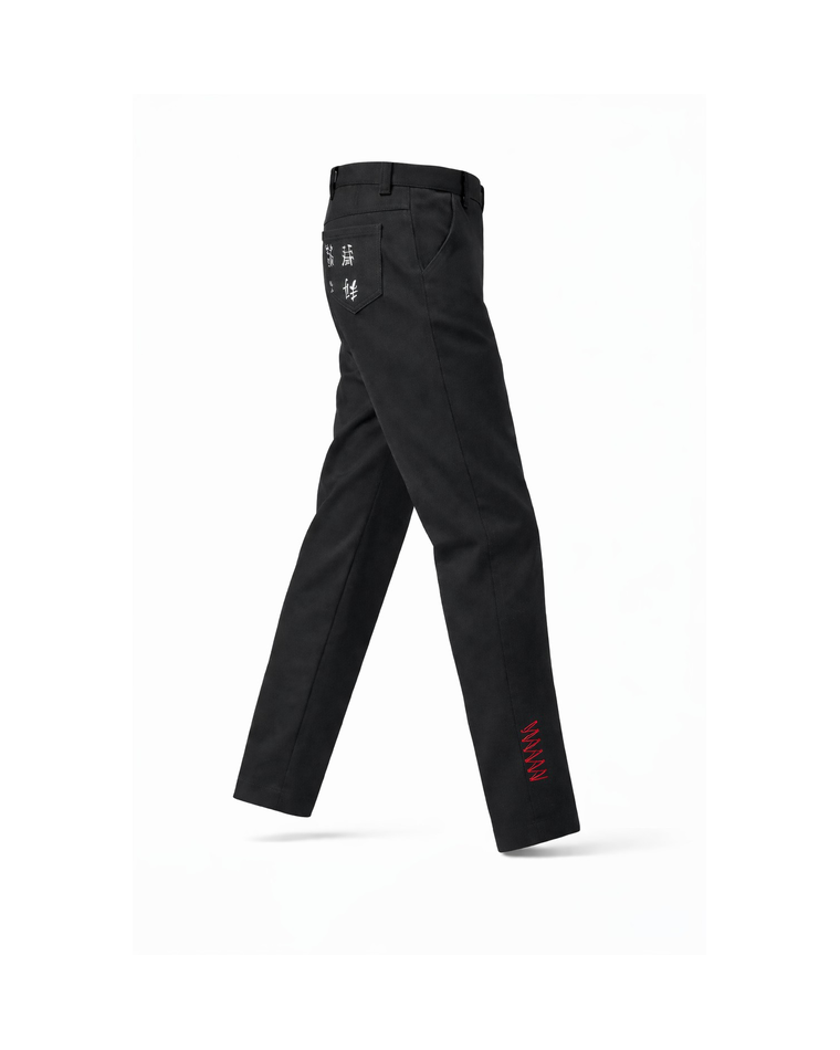 BLACK ''CLOTHES SHELF'' SIGNATURE CHINOS TROUSERS - B545MDNGTBLK