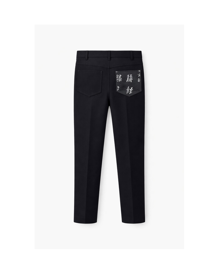 BLACK ''CLOTHES SHELF'' SIGNATURE CHINOS TROUSERS - B545MDNGTBLK